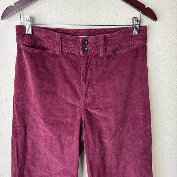 Faherty Stretch Corduroy Wide Leg Organic Cotton Velvet Maroon Women’s Size 29 - Picture 2 of 7